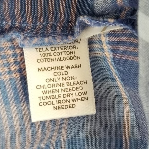 Loft Chambray Knit Softened Plaid Shirt Bell Sleeve - Picture 8 of 8